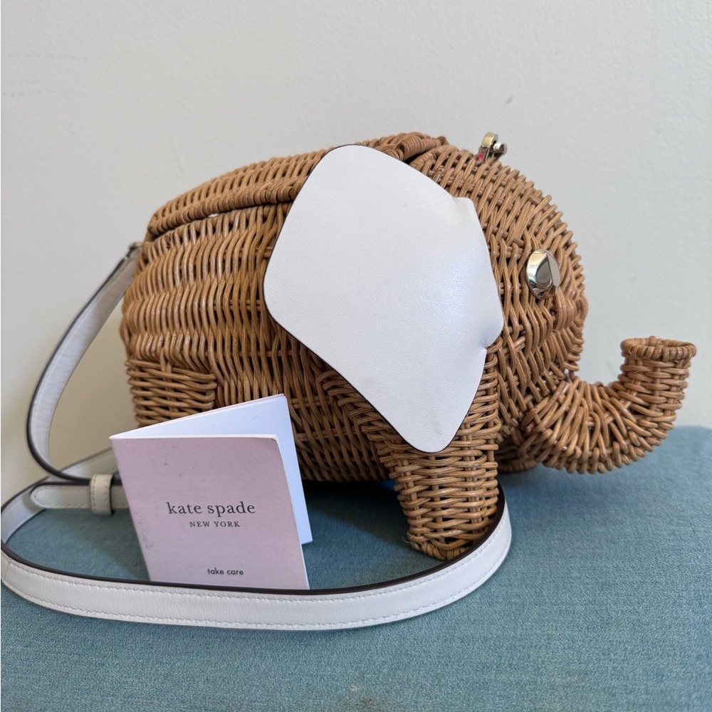 Kate Spade Wicker Tiny Elephant Crossbody Novelty Bag Collectible Preppy
